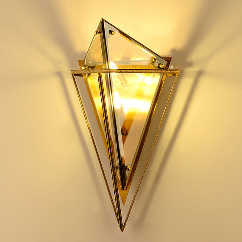 Minimalist Diamond Wall Light Fixture 2-Bulb Crystal Sconce in Amber/Smoke Gray for Living Room Clearhalo 'Modern wall lights' 'Modern' 'Wall Lamps & Sconces' 'Wall Lights' Lighting' 266649