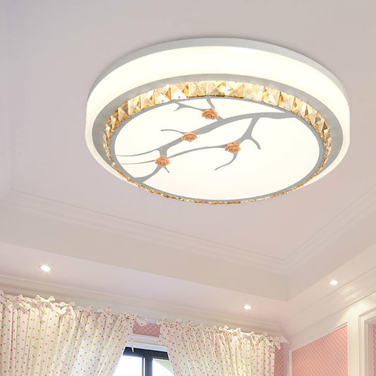 White LED Flush Light Simple Crystal Drum Ceiling Flush Mount for Bedroom in White/3 Color Light, A/B Clearhalo 'Ceiling Lights' 'Close To Ceiling Lights' 'Close to ceiling' 'Flush mount' Lighting' 266660