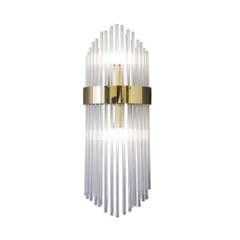 2 Lights Layered Wall Lamp Modern Gold Crystal Sconce Light Fixture for Living Room Clearhalo 'Modern wall lights' 'Modern' 'Wall Lamps & Sconces' 'Wall Lights' Lighting' 266669