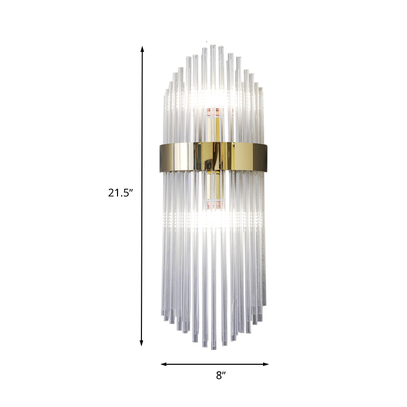 2 Lights Layered Wall Lamp Modern Gold Crystal Sconce Light Fixture for Living Room Clearhalo 'Modern wall lights' 'Modern' 'Wall Lamps & Sconces' 'Wall Lights' Lighting' 266670