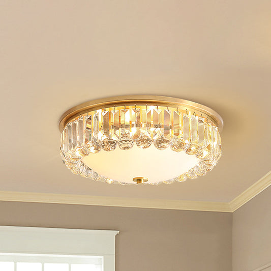 LED Flush Ceiling Light Modern Bowl Crystal Flush Mount Lighting in Gold for Bedroom Gold Clearhalo 'Ceiling Lights' 'Close To Ceiling Lights' 'Close to ceiling' 'Flush mount' Lighting' 266692