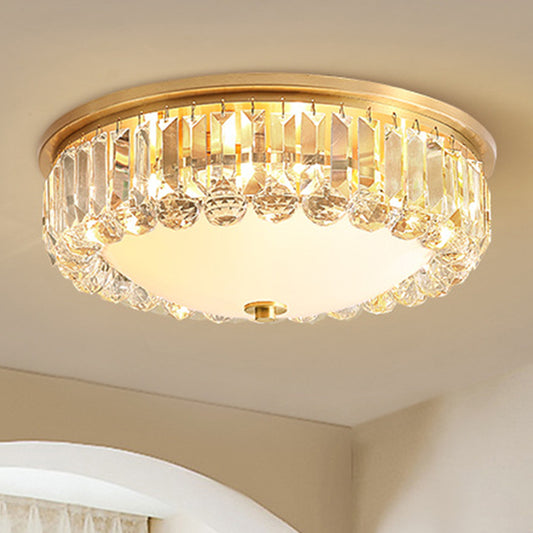 LED Flush Ceiling Light Modern Bowl Crystal Flush Mount Lighting in Gold for Bedroom Clearhalo 'Ceiling Lights' 'Close To Ceiling Lights' 'Close to ceiling' 'Flush mount' Lighting' 266694