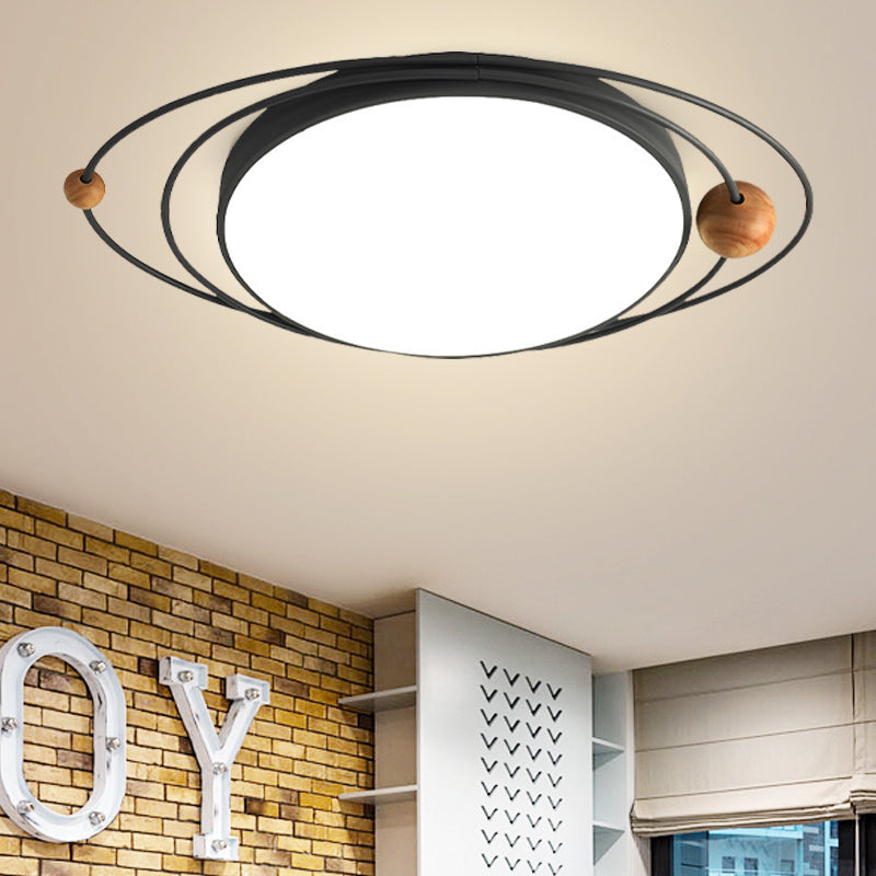 21"/26"/31" W Round Ceiling Lamp Nordic Acrylic LED Gray/Green/White Flush Light with Planet Design, Warm/White/Natural Light Grey Clearhalo 'Ceiling Lights' 'Close To Ceiling Lights' 'Close to ceiling' 'Flush mount' Lighting' 266708