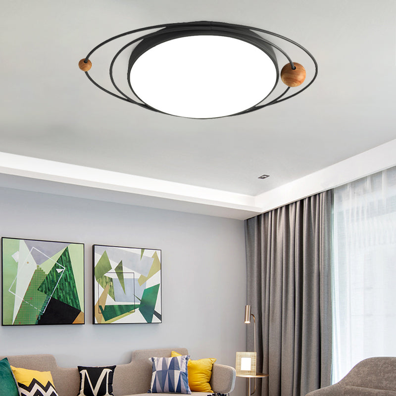 21"/26"/31" W Round Ceiling Lamp Nordic Acrylic LED Gray/Green/White Flush Light with Planet Design, Warm/White/Natural Light Grey Clearhalo 'Ceiling Lights' 'Close To Ceiling Lights' 'Close to ceiling' 'Flush mount' Lighting' 266710