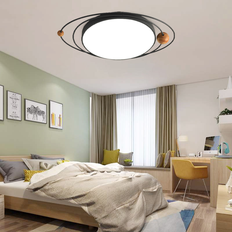 21"/26"/31" W Round Ceiling Lamp Nordic Acrylic LED Gray/Green/White Flush Light with Planet Design, Warm/White/Natural Light Clearhalo 'Ceiling Lights' 'Close To Ceiling Lights' 'Close to ceiling' 'Flush mount' Lighting' 266711