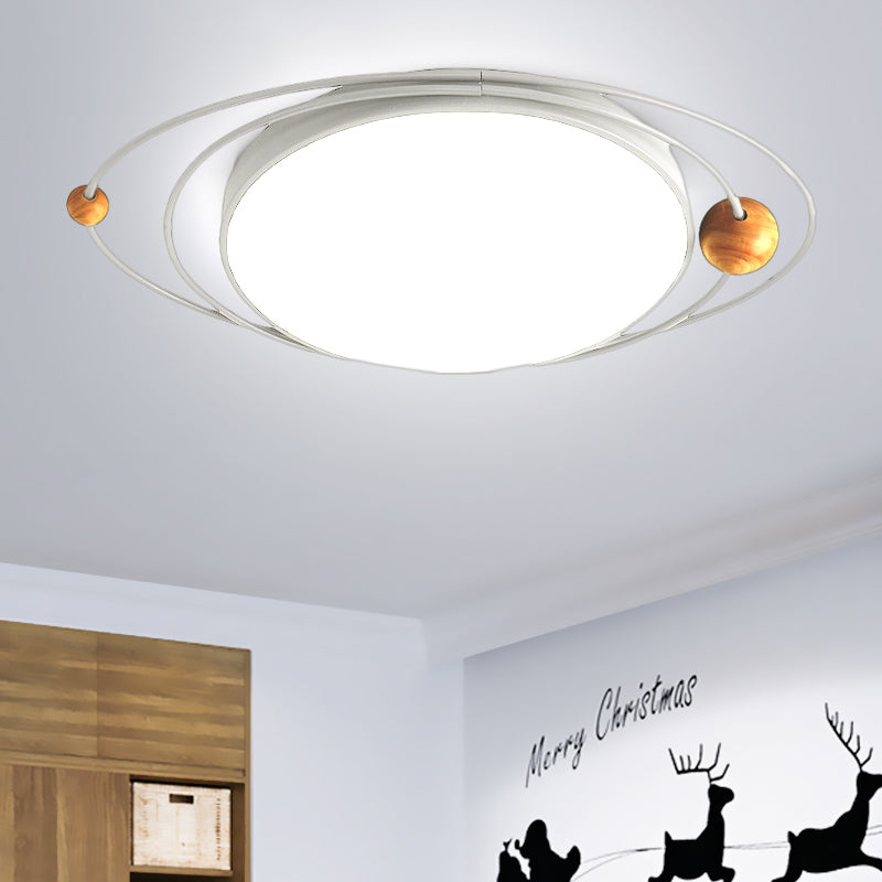 21"/26"/31" W Round Ceiling Lamp Nordic Acrylic LED Gray/Green/White Flush Light with Planet Design, Warm/White/Natural Light White White Clearhalo 'Ceiling Lights' 'Close To Ceiling Lights' 'Close to ceiling' 'Flush mount' Lighting' 266716