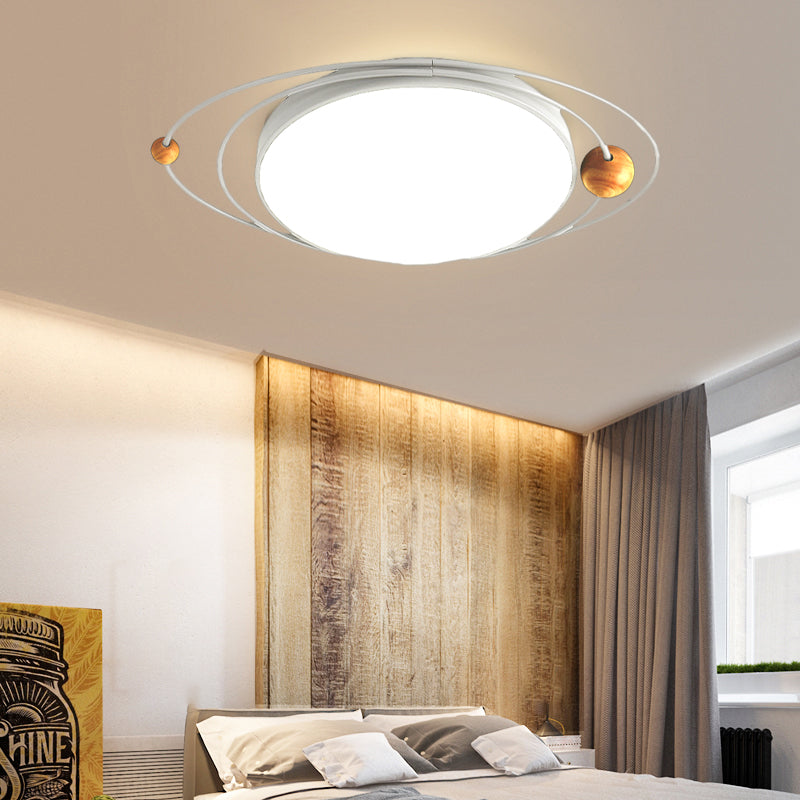 21"/26"/31" W Round Ceiling Lamp Nordic Acrylic LED Gray/Green/White Flush Light with Planet Design, Warm/White/Natural Light White Clearhalo 'Ceiling Lights' 'Close To Ceiling Lights' 'Close to ceiling' 'Flush mount' Lighting' 266719