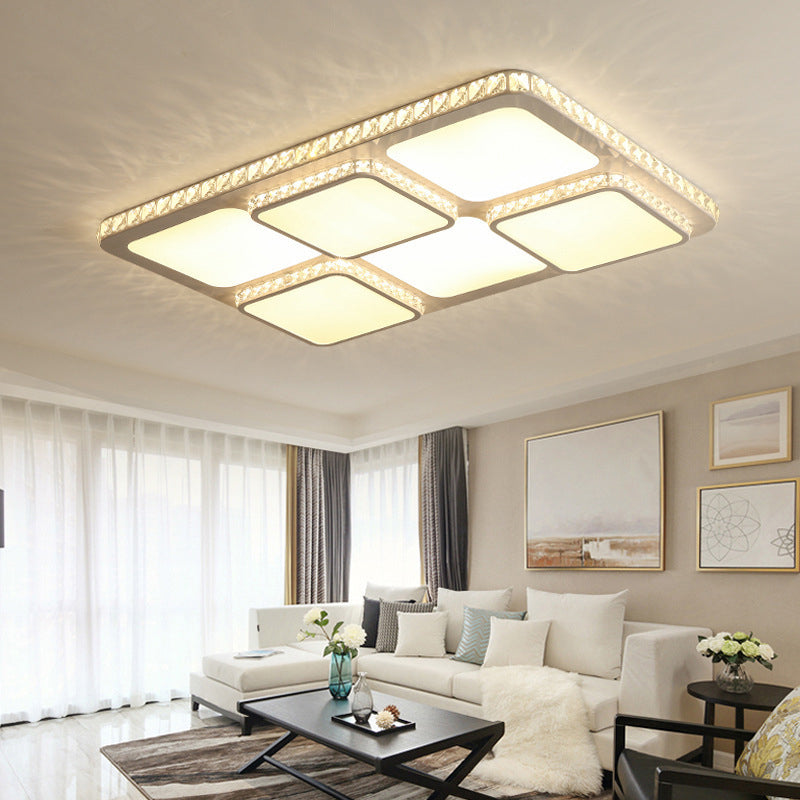 Square Living Room Flush Mount Lamp Contemporary Crystal LED White Flush Light Fixture in Warm/White Light Clearhalo 'Ceiling Lights' 'Close To Ceiling Lights' 'Close to ceiling' 'Flush mount' Lighting' 266762