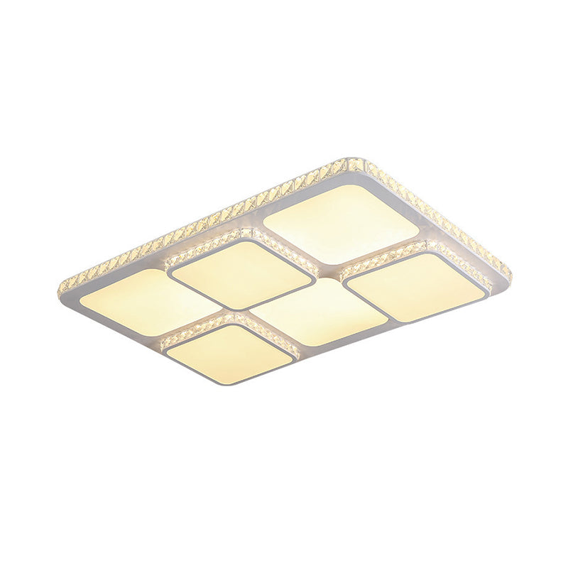 Square Living Room Flush Mount Lamp Contemporary Crystal LED White Flush Light Fixture in Warm/White Light Clearhalo 'Ceiling Lights' 'Close To Ceiling Lights' 'Close to ceiling' 'Flush mount' Lighting' 266764