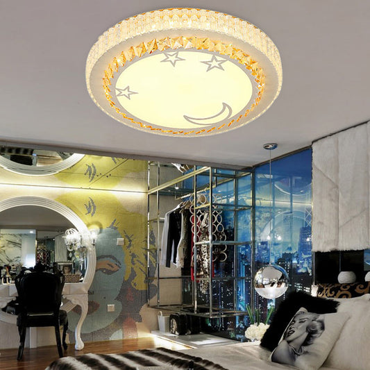 LED Crystal Flush Mount Lamp Simple Style White Star/Flower Bedroom Close to Ceiling Light Clearhalo 'Ceiling Lights' 'Close To Ceiling Lights' 'Close to ceiling' 'Flush mount' Lighting' 266783