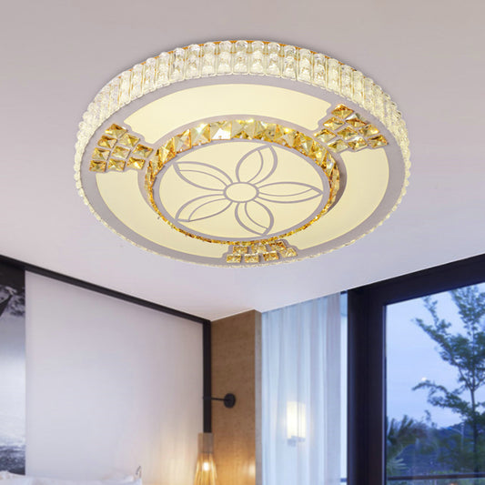 LED Flower-Like Flush Light Modern White Crystal Flush Mount Lamp for Living Room White Clearhalo 'Ceiling Lights' 'Close To Ceiling Lights' 'Close to ceiling' 'Flush mount' Lighting' 266804