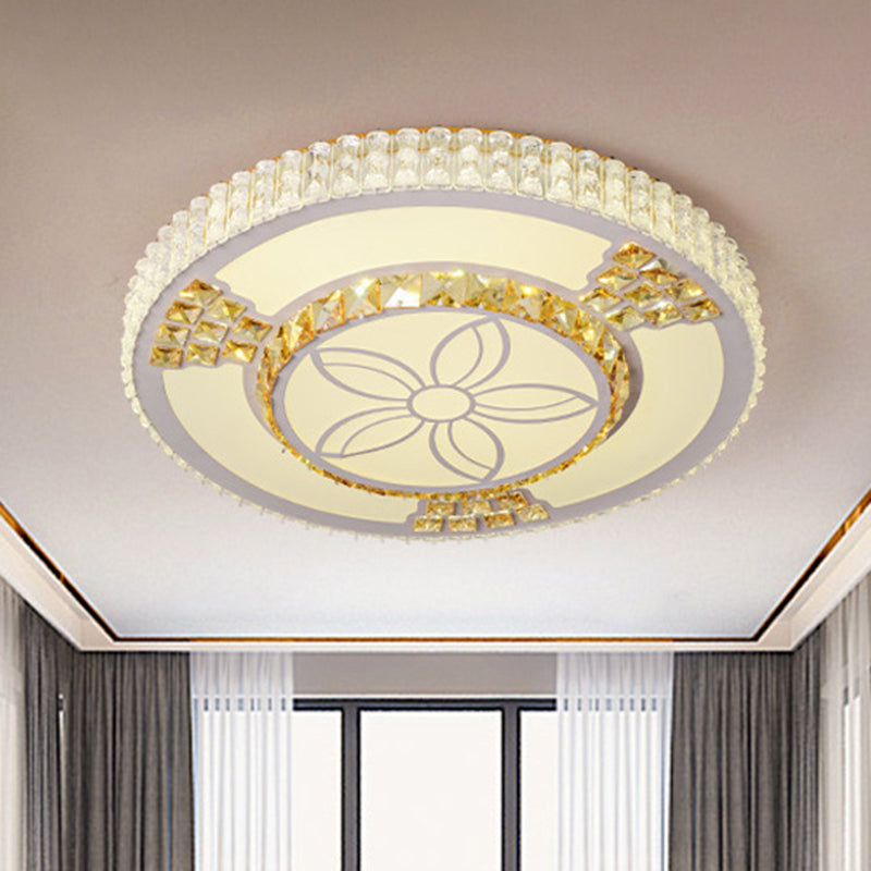 LED Flower-Like Flush Light Modern White Crystal Flush Mount Lamp for Living Room Clearhalo 'Ceiling Lights' 'Close To Ceiling Lights' 'Close to ceiling' 'Flush mount' Lighting' 266805