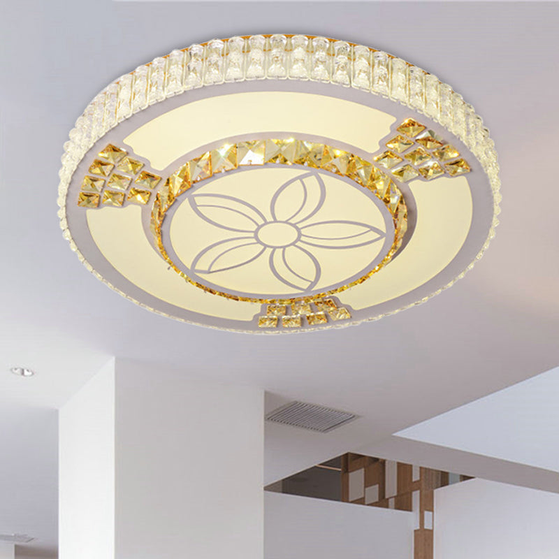 LED Flower-Like Flush Light Modern White Crystal Flush Mount Lamp for Living Room Clearhalo 'Ceiling Lights' 'Close To Ceiling Lights' 'Close to ceiling' 'Flush mount' Lighting' 266806