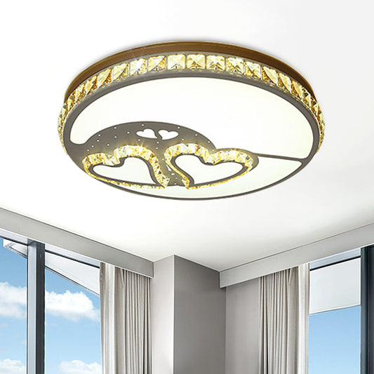 Loving Heart Crystal Flush Mount Lamp Modern LED Bedroom Ceiling Mounted Fixture in White Clearhalo 'Ceiling Lights' 'Close To Ceiling Lights' 'Close to ceiling' 'Flush mount' Lighting' 266811