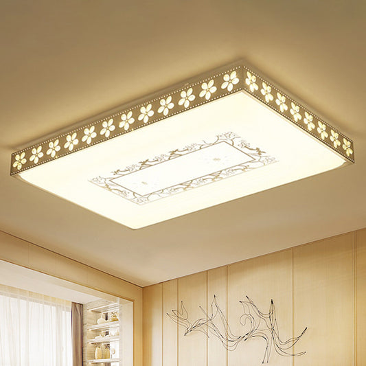 LED Crystal Flush Ceiling Light Simple White Rectangle Living Room Flush Mount Lamp in Warm/White/3 Color Light White Warm Clearhalo 'Ceiling Lights' 'Close To Ceiling Lights' 'Close to ceiling' 'Flush mount' Lighting' 266845