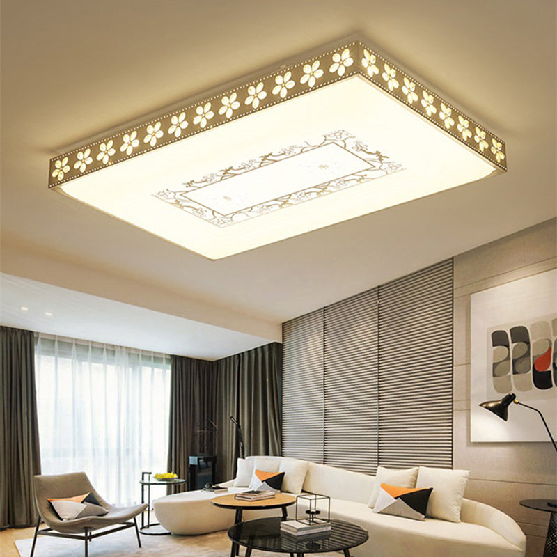 LED Crystal Flush Ceiling Light Simple White Rectangle Living Room Flush Mount Lamp in Warm/White/3 Color Light Clearhalo 'Ceiling Lights' 'Close To Ceiling Lights' 'Close to ceiling' 'Flush mount' Lighting' 266847