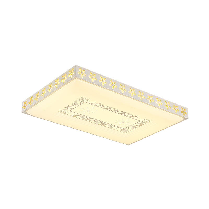 LED Crystal Flush Ceiling Light Simple White Rectangle Living Room Flush Mount Lamp in Warm/White/3 Color Light Clearhalo 'Ceiling Lights' 'Close To Ceiling Lights' 'Close to ceiling' 'Flush mount' Lighting' 266848