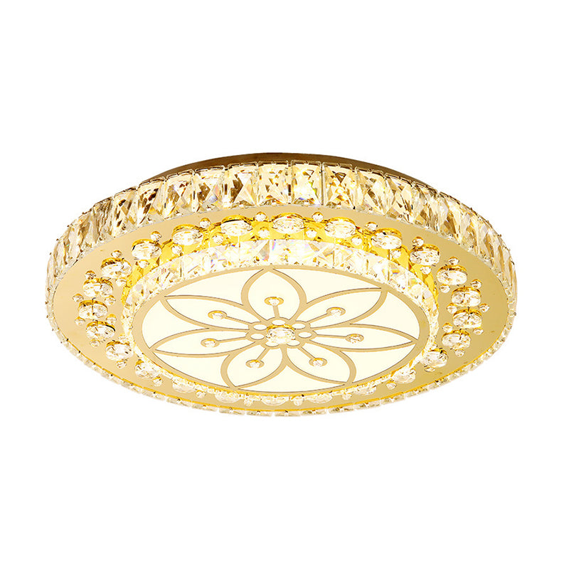 Modern 2-Tier Round Flush Ceiling Light Golden Crystal LED Flushmount Lighting, Third Gear Clearhalo 'Ceiling Lights' 'Close To Ceiling Lights' 'Close to ceiling' 'Flush mount' Lighting' 266861