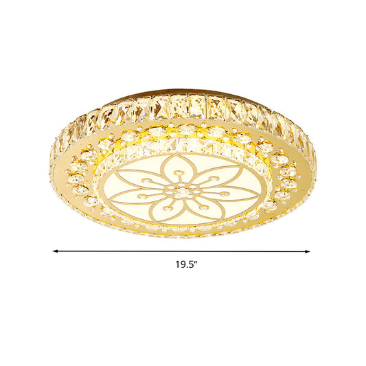 Modern 2-Tier Round Flush Ceiling Light Golden Crystal LED Flushmount Lighting, Third Gear Clearhalo 'Ceiling Lights' 'Close To Ceiling Lights' 'Close to ceiling' 'Flush mount' Lighting' 266862