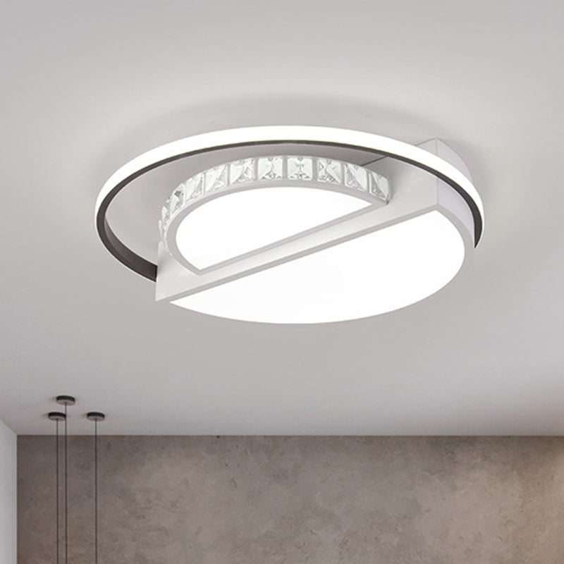 LED Crystal Flush Mount Lighting Fixture Simple White Round Living Room Close to Ceiling Light Clearhalo 'Ceiling Lights' 'Close To Ceiling Lights' 'Close to ceiling' 'Flush mount' Lighting' 266864