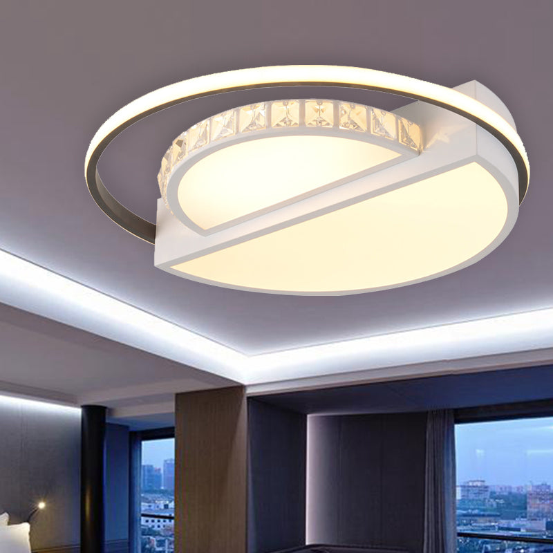 LED Crystal Flush Mount Lighting Fixture Simple White Round Living Room Close to Ceiling Light Clearhalo 'Ceiling Lights' 'Close To Ceiling Lights' 'Close to ceiling' 'Flush mount' Lighting' 266865