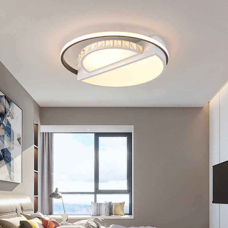 LED Crystal Flush Mount Lighting Fixture Simple White Round Living Room Close to Ceiling Light Clearhalo 'Ceiling Lights' 'Close To Ceiling Lights' 'Close to ceiling' 'Flush mount' Lighting' 266866