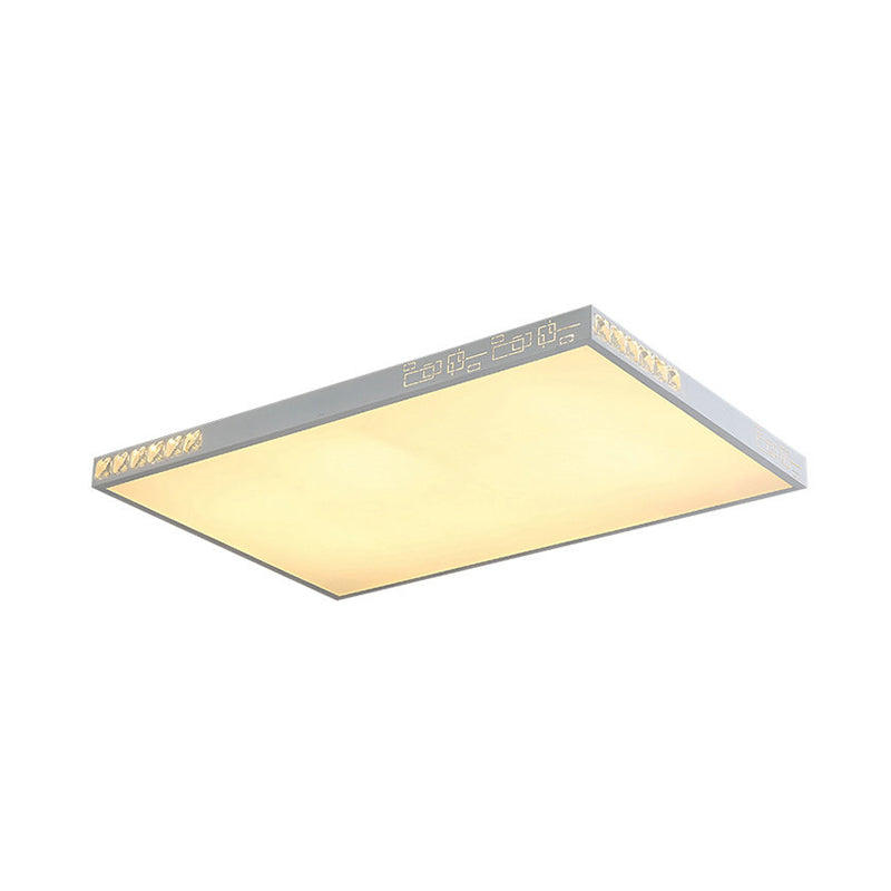 LED Flush Mounted Simple K9 Crystal White Ceiling Light with Rectangle/Round Acrylic Shade, 16"/19.5"/23.5" Wide Clearhalo 'Ceiling Lights' 'Close To Ceiling Lights' 'Close to ceiling' 'Flush mount' Lighting' 266890