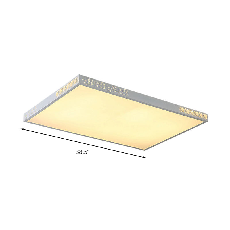 LED Flush Mounted Simple K9 Crystal White Ceiling Light with Rectangle/Round Acrylic Shade, 16"/19.5"/23.5" Wide Clearhalo 'Ceiling Lights' 'Close To Ceiling Lights' 'Close to ceiling' 'Flush mount' Lighting' 266891