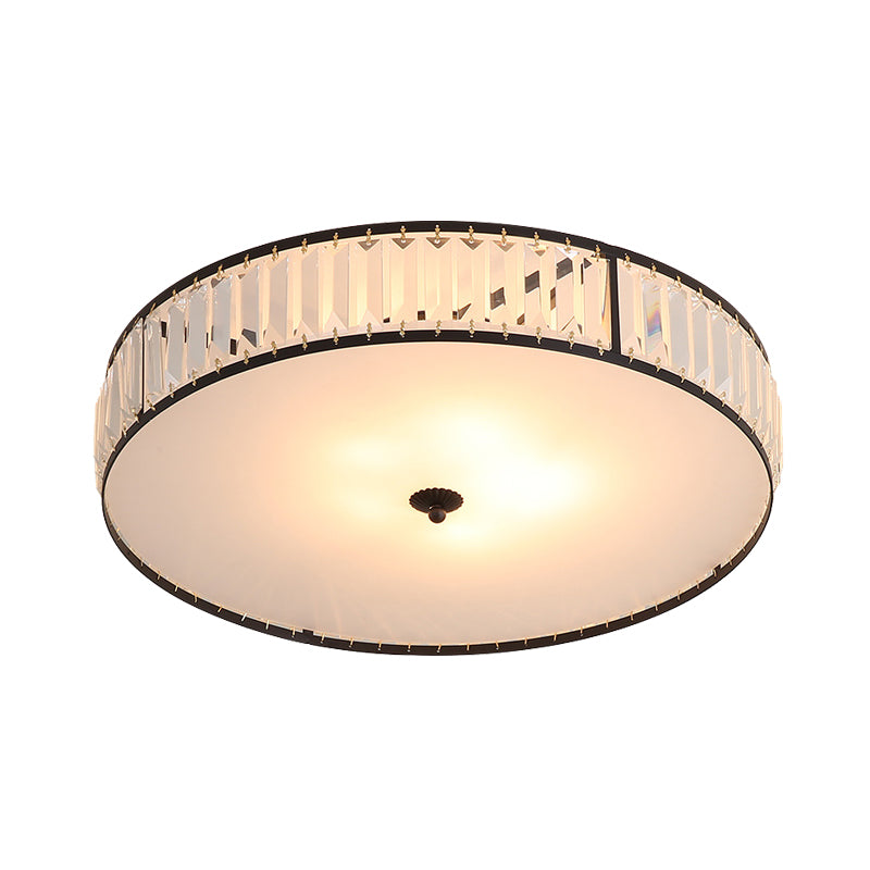 14"/21.5" W White 3/5 Lights Ceiling Mount Simple Style Crystal Drum Flush Light Fixture for Bedroom Clearhalo 'Ceiling Lights' 'Close To Ceiling Lights' 'Close to ceiling' 'Flush mount' Lighting' 266896