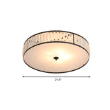 14"/21.5" W White 3/5 Lights Ceiling Mount Simple Style Crystal Drum Flush Light Fixture for Bedroom Clearhalo 'Ceiling Lights' 'Close To Ceiling Lights' 'Close to ceiling' 'Flush mount' Lighting' 266898