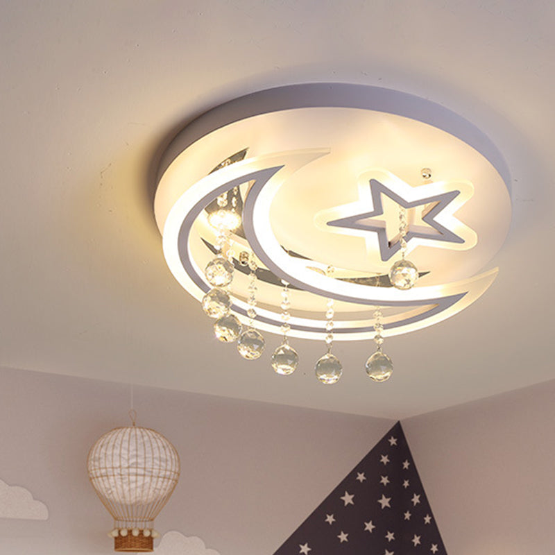 Star Moon Acrylic Flush Mount Modern White LED 16"/19.5" W Bedroom Ceiling Mounted Fixture in Warm/White Light Clearhalo 'Ceiling Lights' 'Close To Ceiling Lights' 'Close to ceiling' 'Flush mount' Lighting' 266901