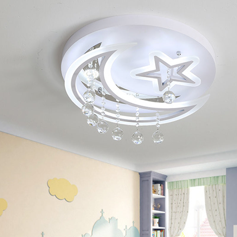 Star Moon Acrylic Flush Mount Modern White LED 16"/19.5" W Bedroom Ceiling Mounted Fixture in Warm/White Light White White Clearhalo 'Ceiling Lights' 'Close To Ceiling Lights' 'Close to ceiling' 'Flush mount' Lighting' 266904