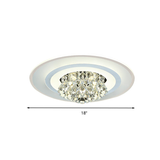 18"/23.5" W LED Round Flush Light Fixture Simple White Crystal Flush Mount Lighting for Living Room in Warm/White Light Clearhalo 'Ceiling Lights' 'Close To Ceiling Lights' 'Close to ceiling' 'Flush mount' Lighting' 266913