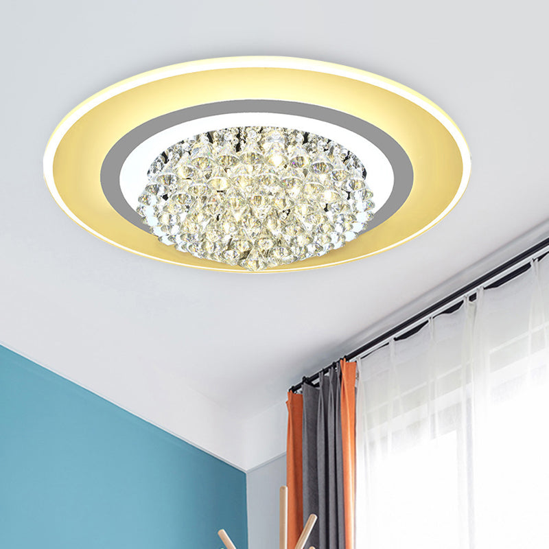 18"/23.5" W LED Round Flush Light Fixture Simple White Crystal Flush Mount Lighting for Living Room in Warm/White Light Clearhalo 'Ceiling Lights' 'Close To Ceiling Lights' 'Close to ceiling' 'Flush mount' Lighting' 266915