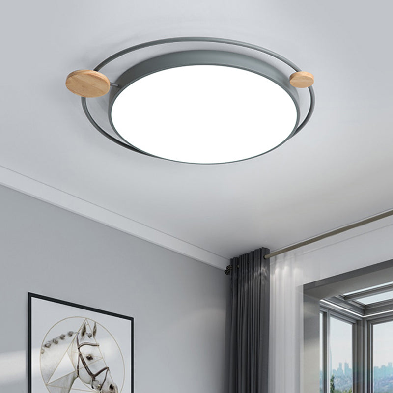 Modernist Round Ceiling Mounted Light Acrylic 16"/19.5"/23.5" W LED Bedroom Gray/White Flush Light in Natural/3 Color Light Grey Natural Clearhalo 'Ceiling Lights' 'Close To Ceiling Lights' 'Close to ceiling' 'Flush mount' Lighting' 266931