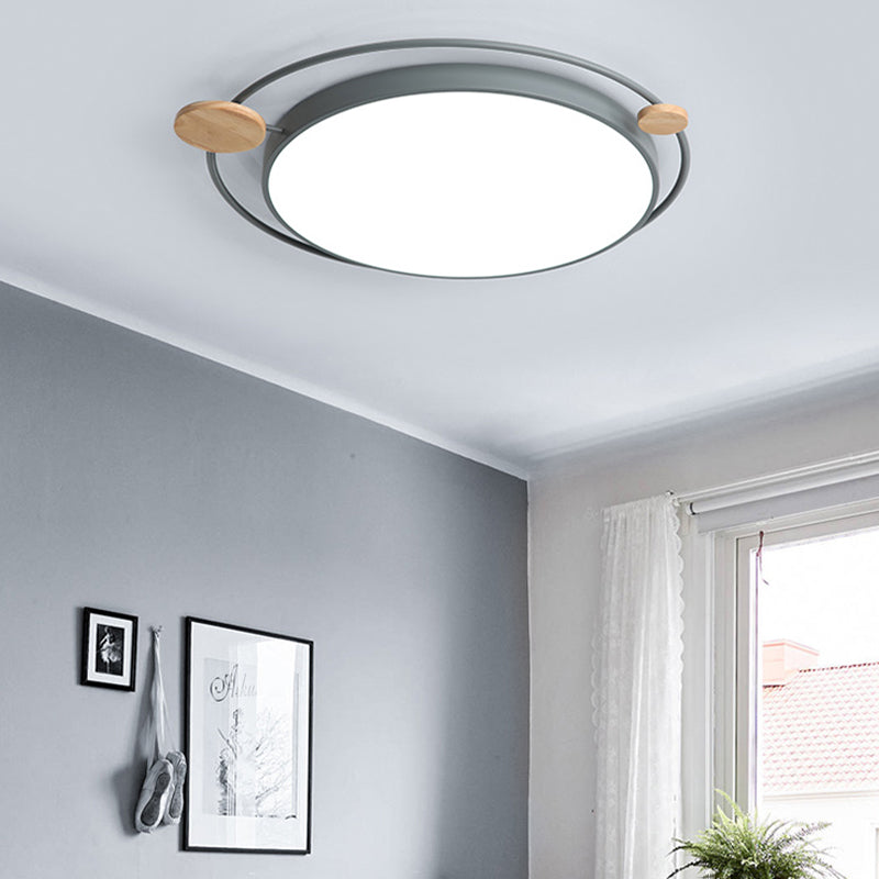 Modernist Round Ceiling Mounted Light Acrylic 16"/19.5"/23.5" W LED Bedroom Gray/White Flush Light in Natural/3 Color Light Grey 3 Color Clearhalo 'Ceiling Lights' 'Close To Ceiling Lights' 'Close to ceiling' 'Flush mount' Lighting' 266932