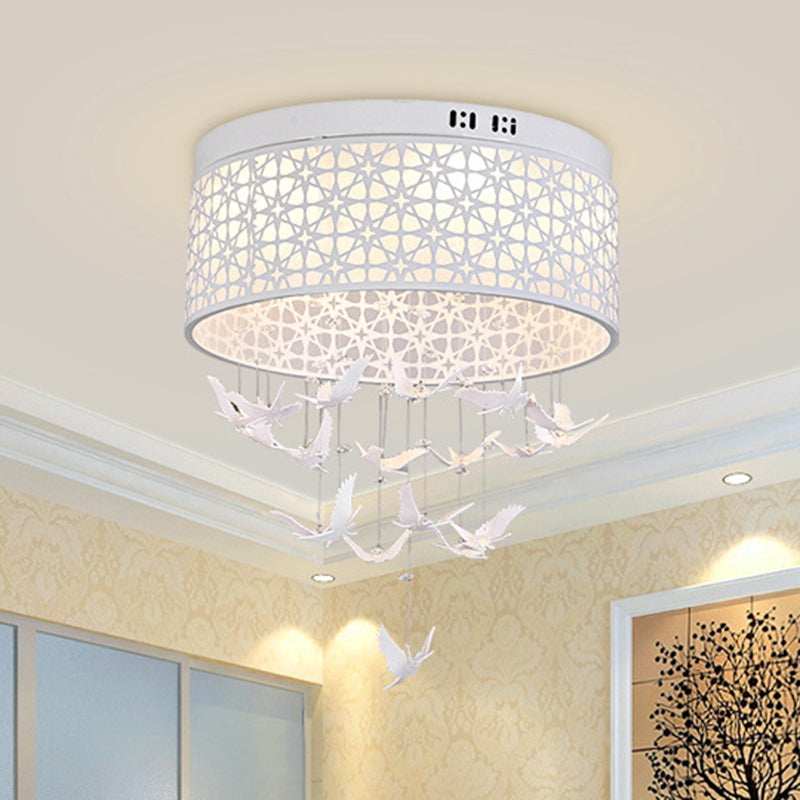 16"/19.5"/23.5" W White Angel/Crystal Bead Flush Mount Fixture Simple Metal LED Bedroom Flush Light White 16" Angel Clearhalo 'Ceiling Lights' 'Close To Ceiling Lights' 'Close to ceiling' 'Flush mount' Lighting' 266946