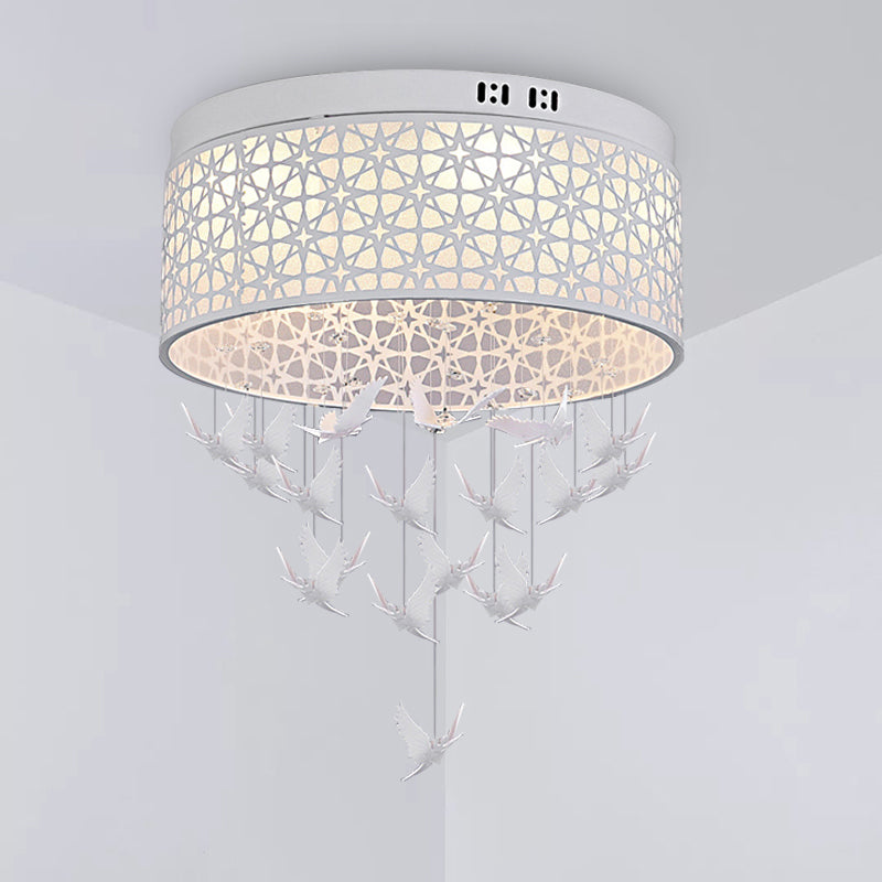 16"/19.5"/23.5" W White Angel/Crystal Bead Flush Mount Fixture Simple Metal LED Bedroom Flush Light Clearhalo 'Ceiling Lights' 'Close To Ceiling Lights' 'Close to ceiling' 'Flush mount' Lighting' 266948