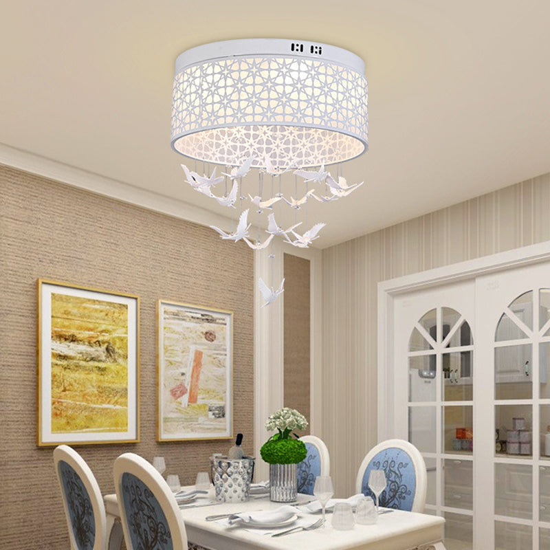 16"/19.5"/23.5" W White Angel/Crystal Bead Flush Mount Fixture Simple Metal LED Bedroom Flush Light Clearhalo 'Ceiling Lights' 'Close To Ceiling Lights' 'Close to ceiling' 'Flush mount' Lighting' 266949