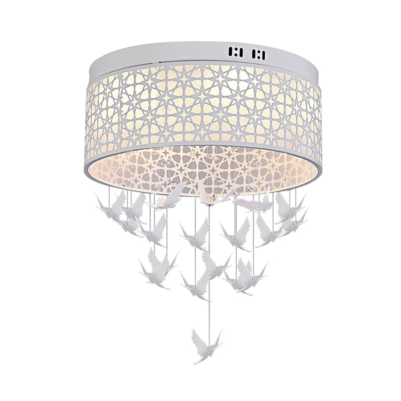 16"/19.5"/23.5" W White Angel/Crystal Bead Flush Mount Fixture Simple Metal LED Bedroom Flush Light Clearhalo 'Ceiling Lights' 'Close To Ceiling Lights' 'Close to ceiling' 'Flush mount' Lighting' 266950