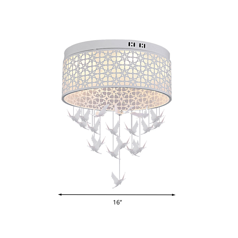 16"/19.5"/23.5" W White Angel/Crystal Bead Flush Mount Fixture Simple Metal LED Bedroom Flush Light Clearhalo 'Ceiling Lights' 'Close To Ceiling Lights' 'Close to ceiling' 'Flush mount' Lighting' 266951