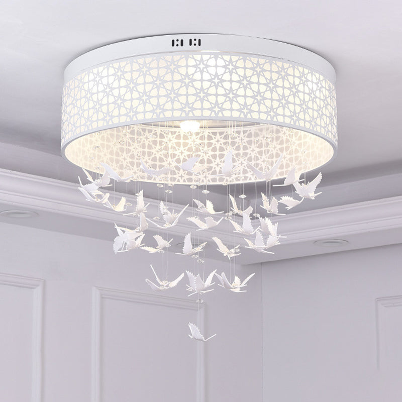 16"/19.5"/23.5" W White Angel/Crystal Bead Flush Mount Fixture Simple Metal LED Bedroom Flush Light White 19.5" Angel Clearhalo 'Ceiling Lights' 'Close To Ceiling Lights' 'Close to ceiling' 'Flush mount' Lighting' 266952