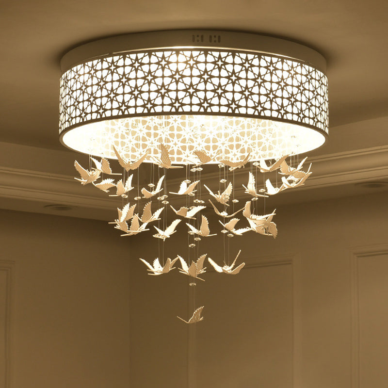 16"/19.5"/23.5" W White Angel/Crystal Bead Flush Mount Fixture Simple Metal LED Bedroom Flush Light Clearhalo 'Ceiling Lights' 'Close To Ceiling Lights' 'Close to ceiling' 'Flush mount' Lighting' 266953