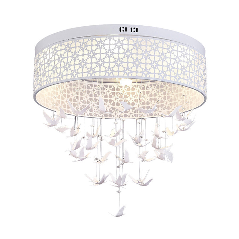 16"/19.5"/23.5" W White Angel/Crystal Bead Flush Mount Fixture Simple Metal LED Bedroom Flush Light Clearhalo 'Ceiling Lights' 'Close To Ceiling Lights' 'Close to ceiling' 'Flush mount' Lighting' 266955