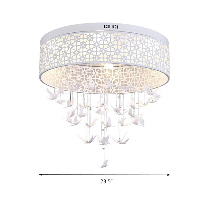 16"/19.5"/23.5" W White Angel/Crystal Bead Flush Mount Fixture Simple Metal LED Bedroom Flush Light Clearhalo 'Ceiling Lights' 'Close To Ceiling Lights' 'Close to ceiling' 'Flush mount' Lighting' 266957