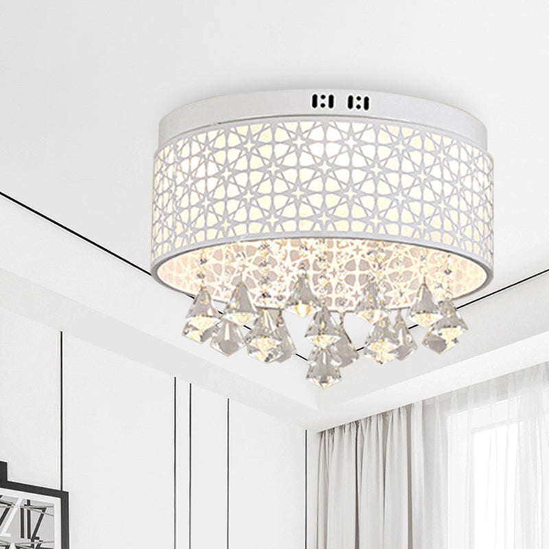 16"/19.5"/23.5" W White Angel/Crystal Bead Flush Mount Fixture Simple Metal LED Bedroom Flush Light Clearhalo 'Ceiling Lights' 'Close To Ceiling Lights' 'Close to ceiling' 'Flush mount' Lighting' 266960