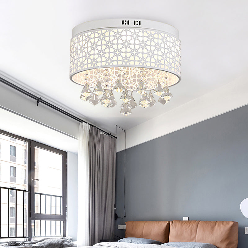 16"/19.5"/23.5" W White Angel/Crystal Bead Flush Mount Fixture Simple Metal LED Bedroom Flush Light Clearhalo 'Ceiling Lights' 'Close To Ceiling Lights' 'Close to ceiling' 'Flush mount' Lighting' 266962