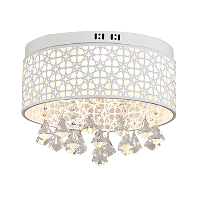 16"/19.5"/23.5" W White Angel/Crystal Bead Flush Mount Fixture Simple Metal LED Bedroom Flush Light Clearhalo 'Ceiling Lights' 'Close To Ceiling Lights' 'Close to ceiling' 'Flush mount' Lighting' 266963