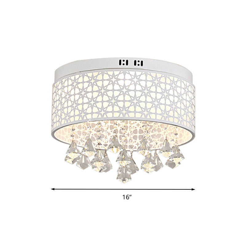 16"/19.5"/23.5" W White Angel/Crystal Bead Flush Mount Fixture Simple Metal LED Bedroom Flush Light Clearhalo 'Ceiling Lights' 'Close To Ceiling Lights' 'Close to ceiling' 'Flush mount' Lighting' 266964