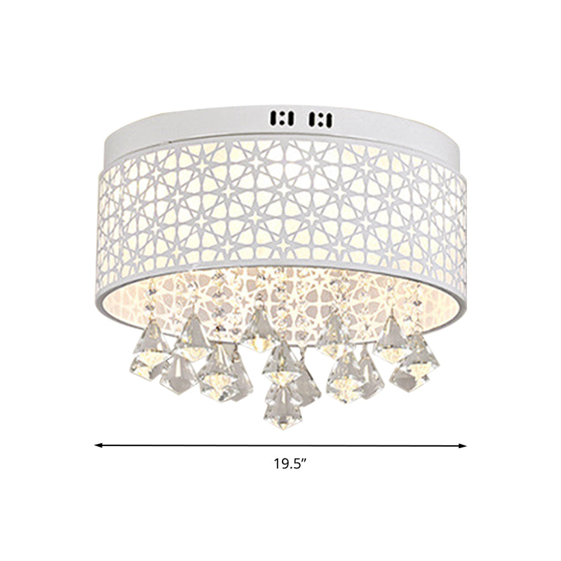 16"/19.5"/23.5" W White Angel/Crystal Bead Flush Mount Fixture Simple Metal LED Bedroom Flush Light Clearhalo 'Ceiling Lights' 'Close To Ceiling Lights' 'Close to ceiling' 'Flush mount' Lighting' 266965